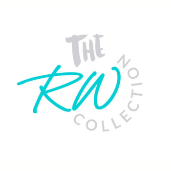 Logo for The RW Collection featuring stylised turquoise and grey text on a white background.